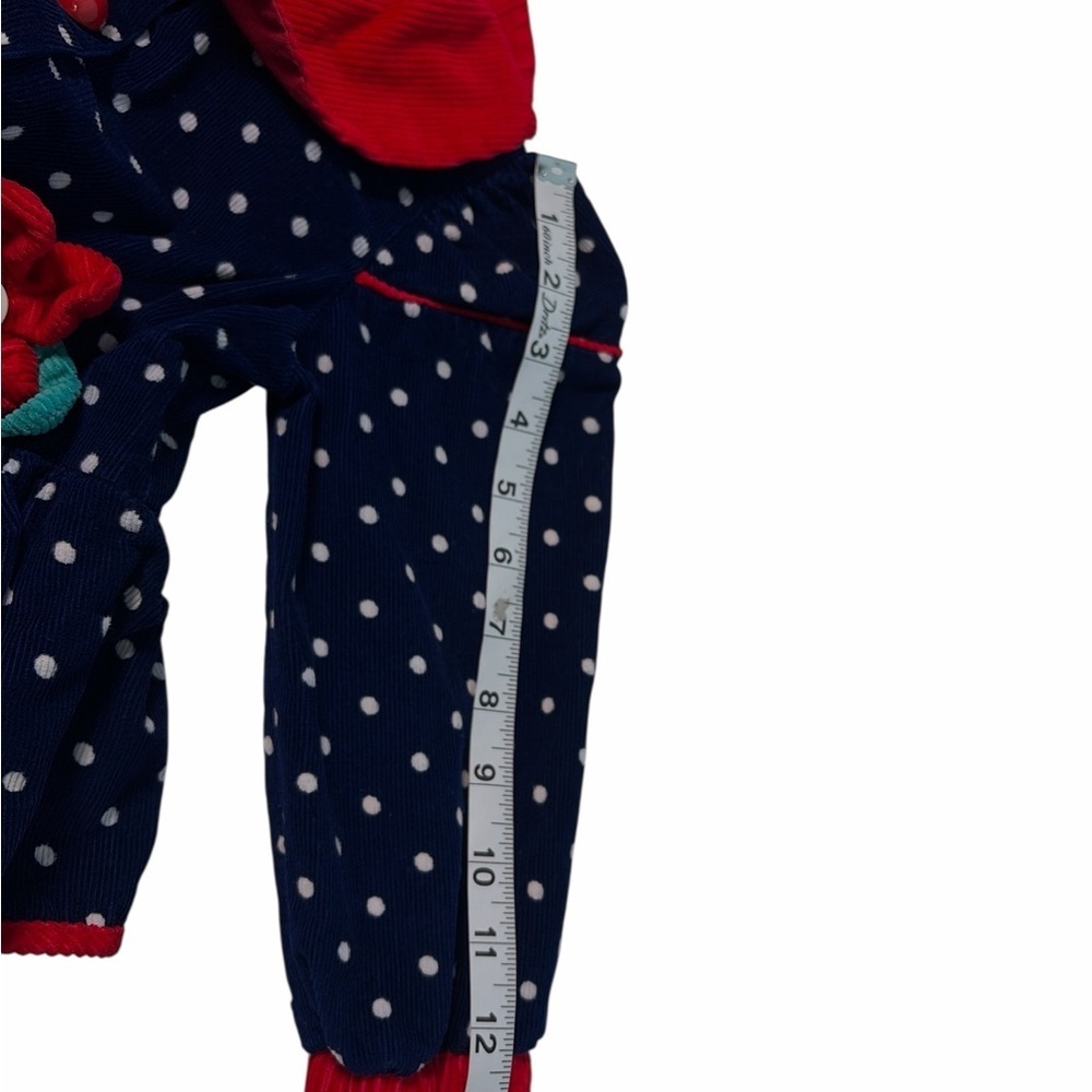 vintage girl's navy blue romper polka dots red collar Sz4 100% Cotton - Picture 9 of 9